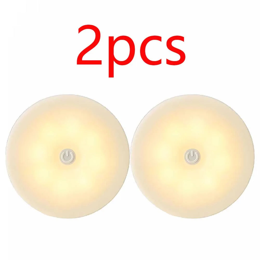 2 - Pack LED Motion Sensor Night Light – USB Rechargeable, Magnetic Auto On/Off, Warm & White - PhishStones Products