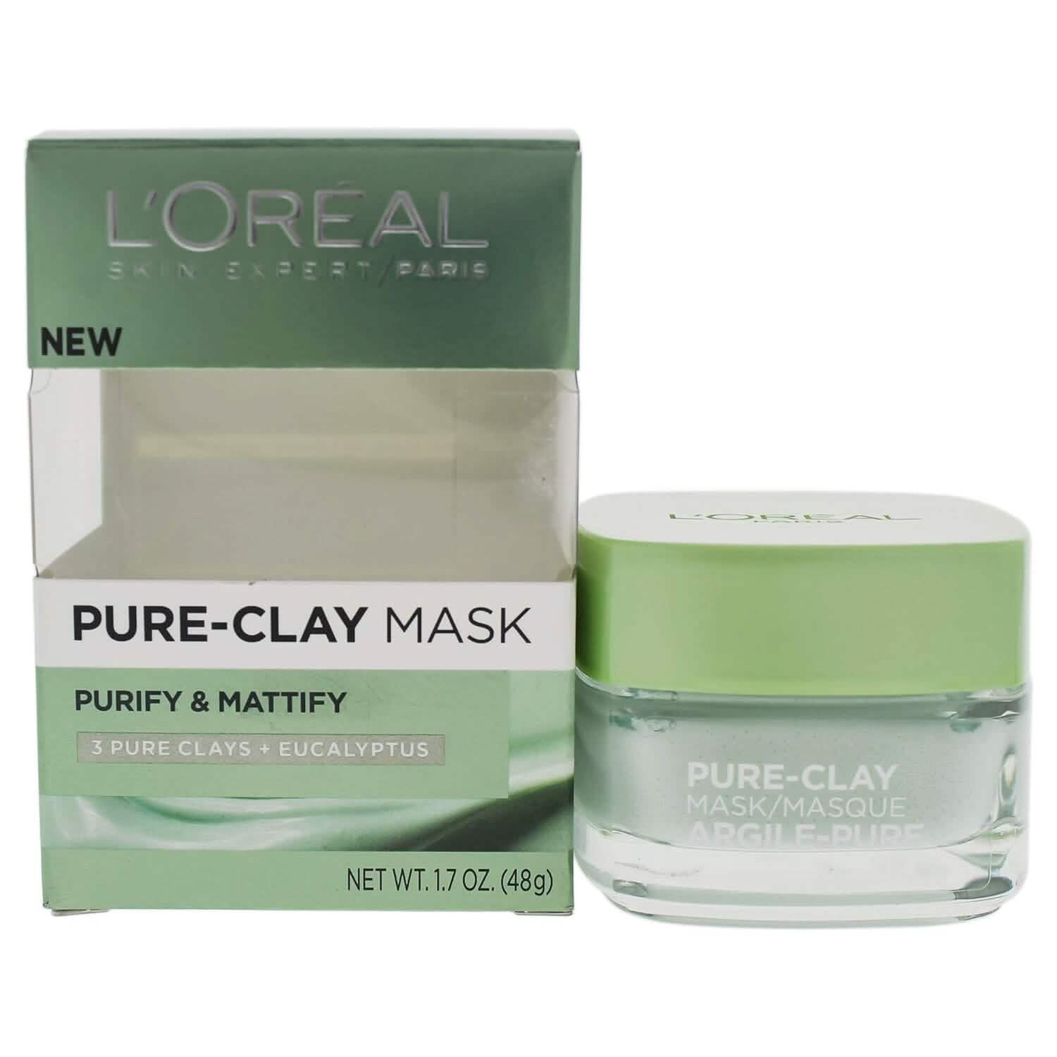 2 - Pack: L'Oréal Paris Skincare Pure - Clay Face Mask with Eucalyptus for Oily and Shiny Skin to Purify and Matify - PhishStones Products