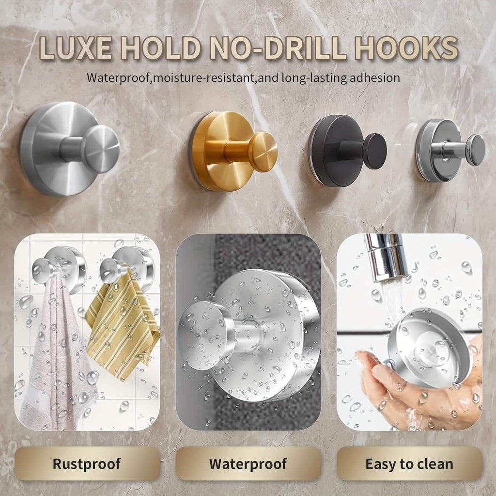 2 - Pack: Strong Suction Cup Hooks – Silver Brushed Stainless Steel, No Drilling Required - PhishStones Products