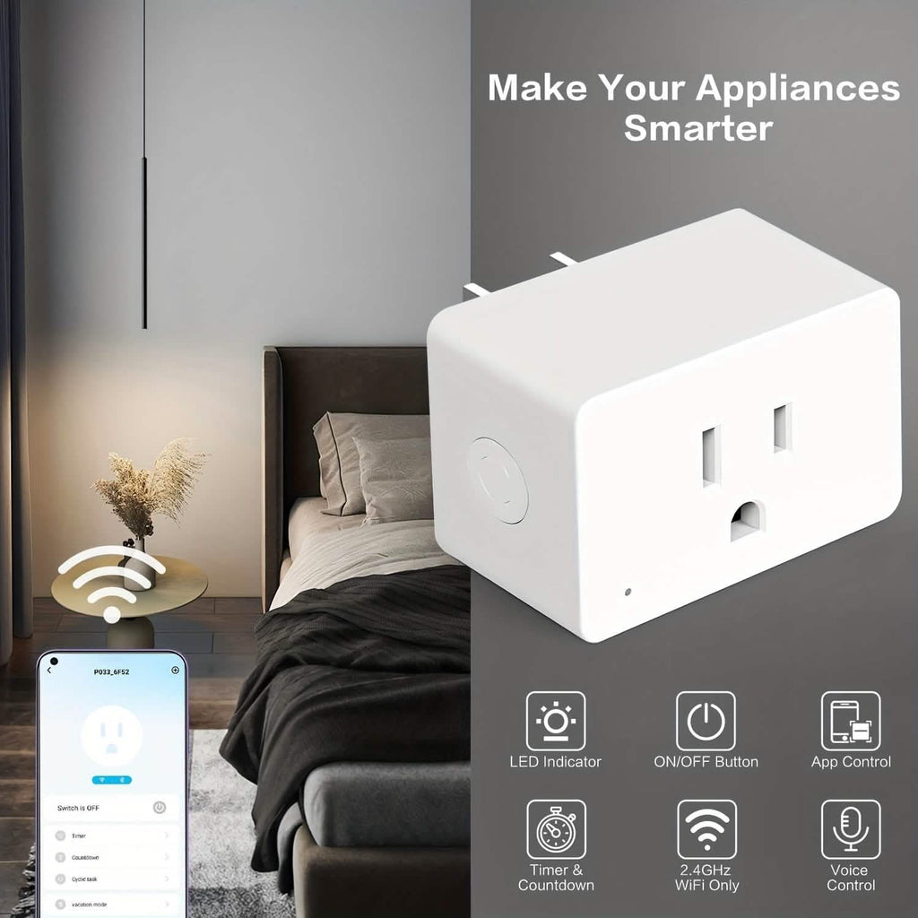 2 - Pack: WiFi Smart Plug – 15A, Timer & App Control, Works with Alexa & Google Home - PhishStones Products