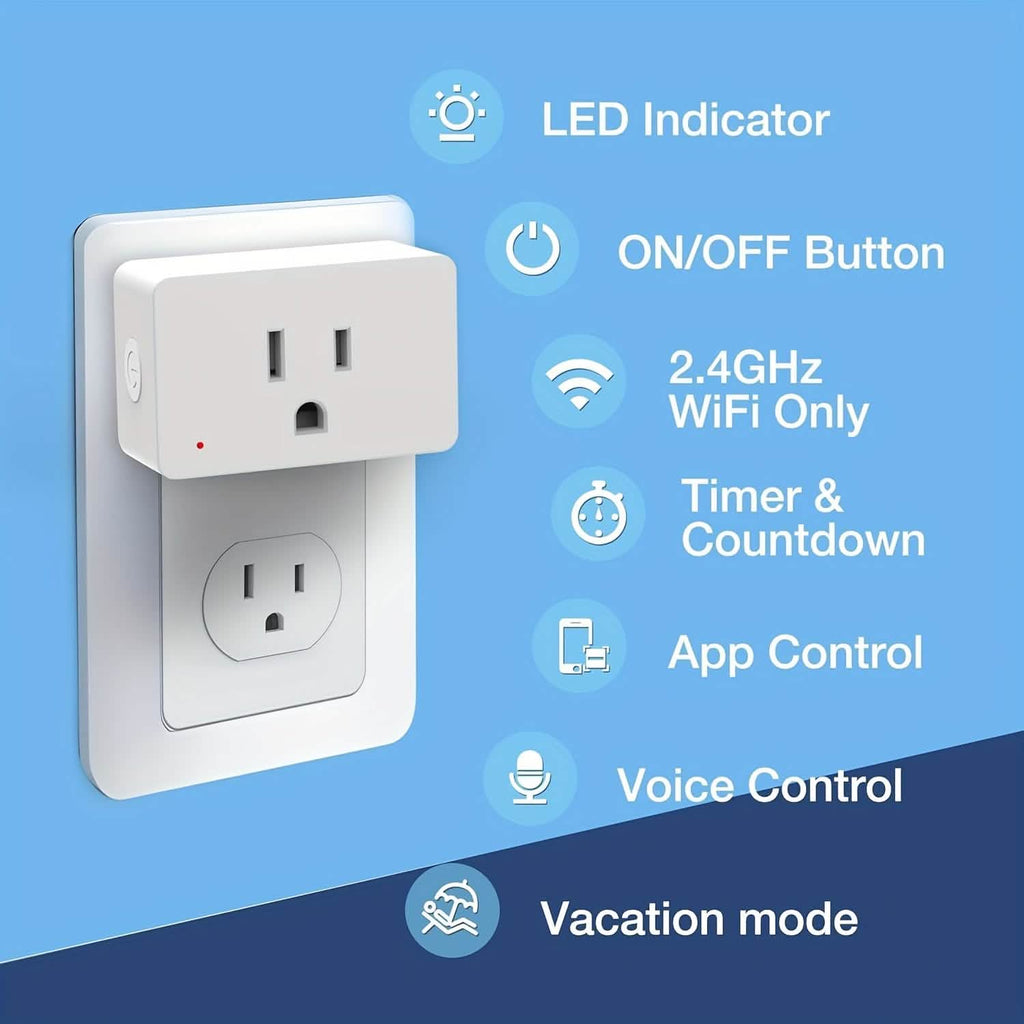 2 - Pack: WiFi Smart Plug – 15A, Timer & App Control, Works with Alexa & Google Home - PhishStones Products