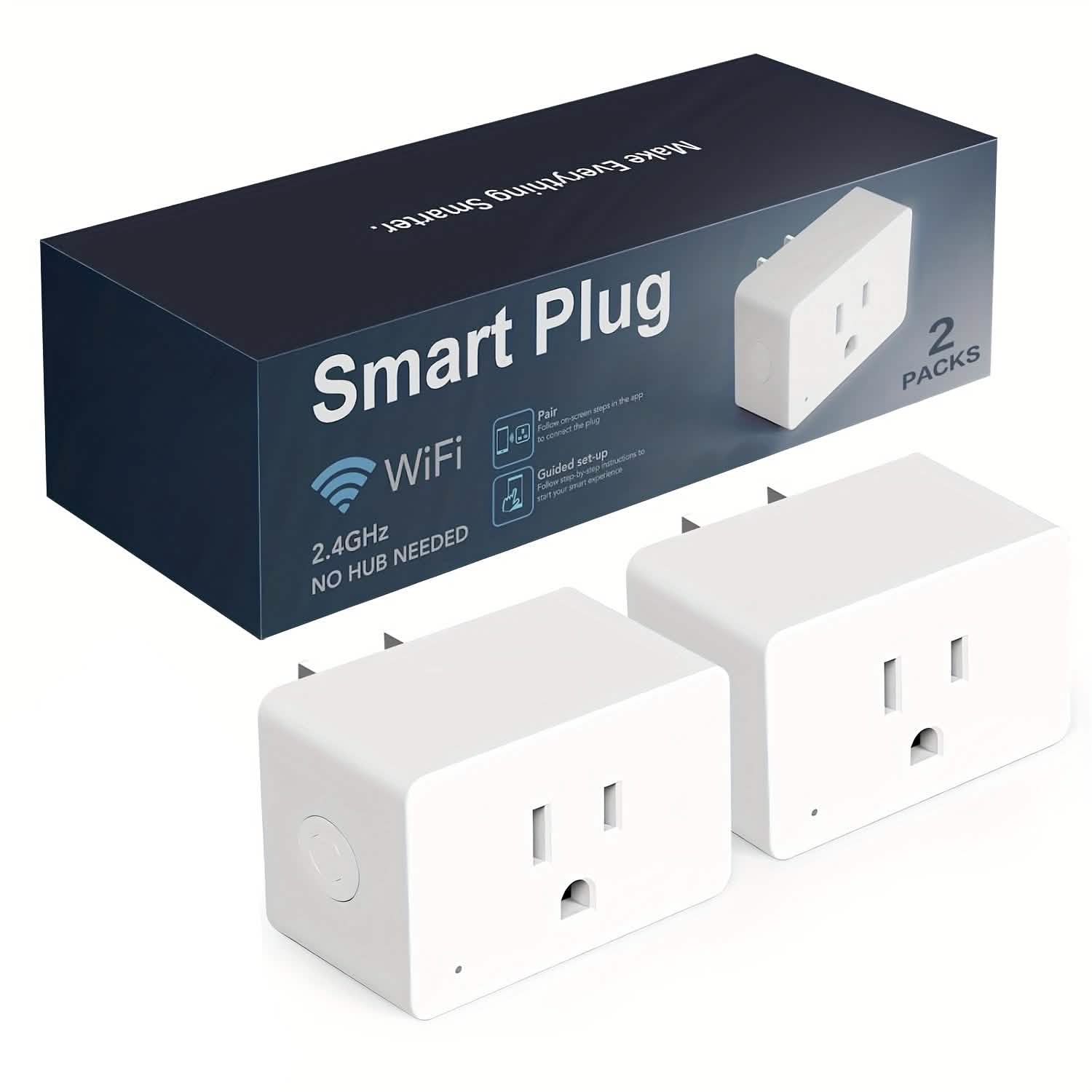 2 - Pack: WiFi Smart Plug – 15A, Timer & App Control, Works with Alexa & Google Home - PhishStones Products