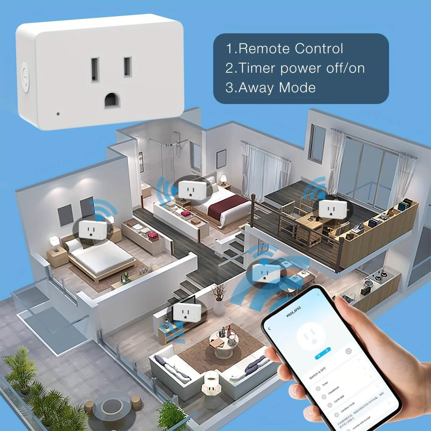 2 - Pack: WiFi Smart Plug – 15A, Timer & App Control, Works with Alexa & Google Home - PhishStones Products