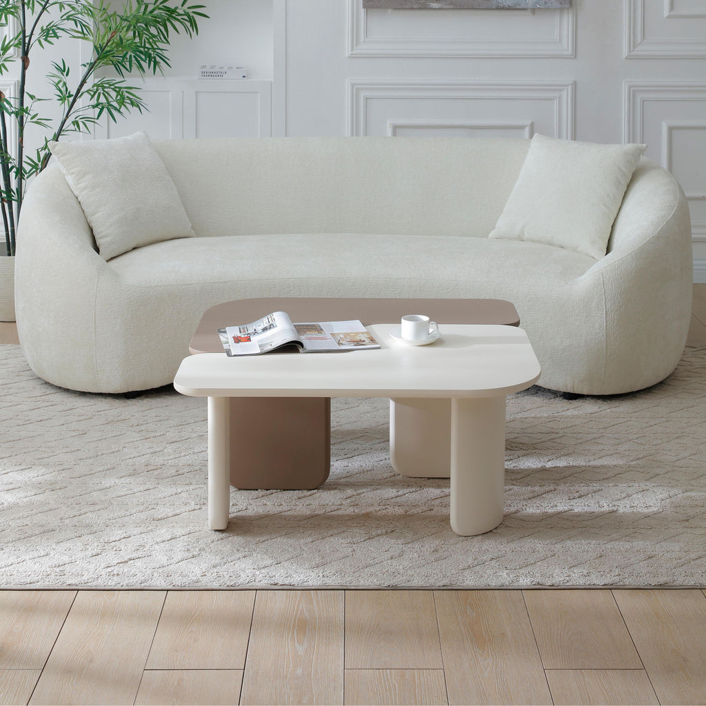 2 Pieces Modular Coffee Table Set, Free Combination - Khaki / White - PhishStones Products