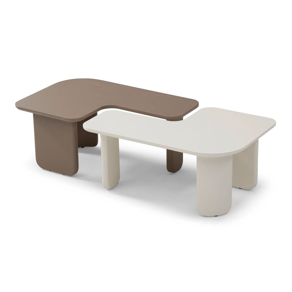 2 Pieces Modular Coffee Table Set, Free Combination - Khaki / White - PhishStones Products
