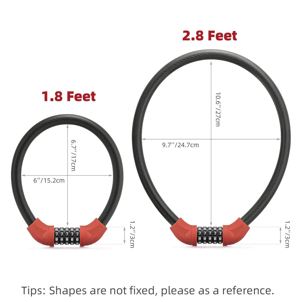 ROCKBROS 5-Digit Bike Cable Lock, Lightweight Portable Combination Lock