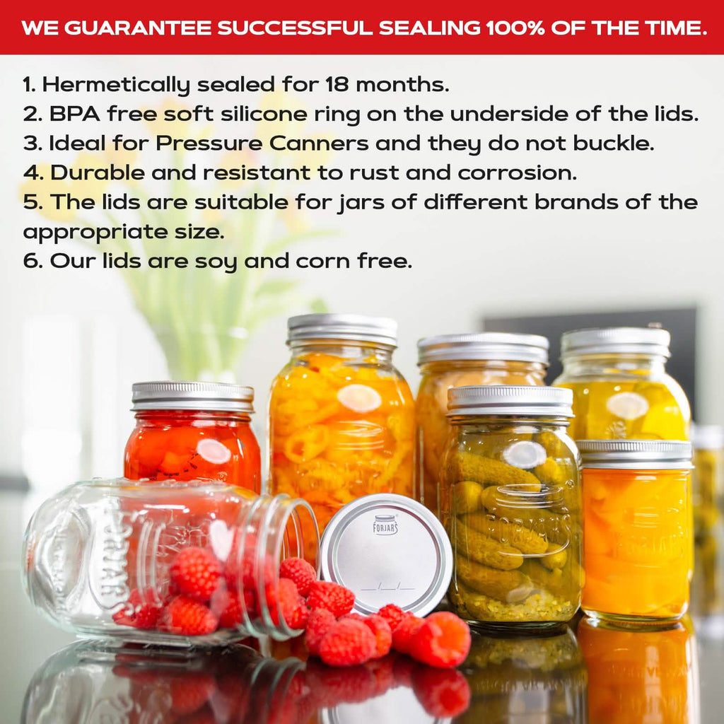 200 Count: 100 Regular Mouth + 100 Wide Mouth Canning Lids - PhishStones Products