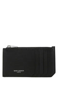 Saint Laurent Men Black Leather Card Holder