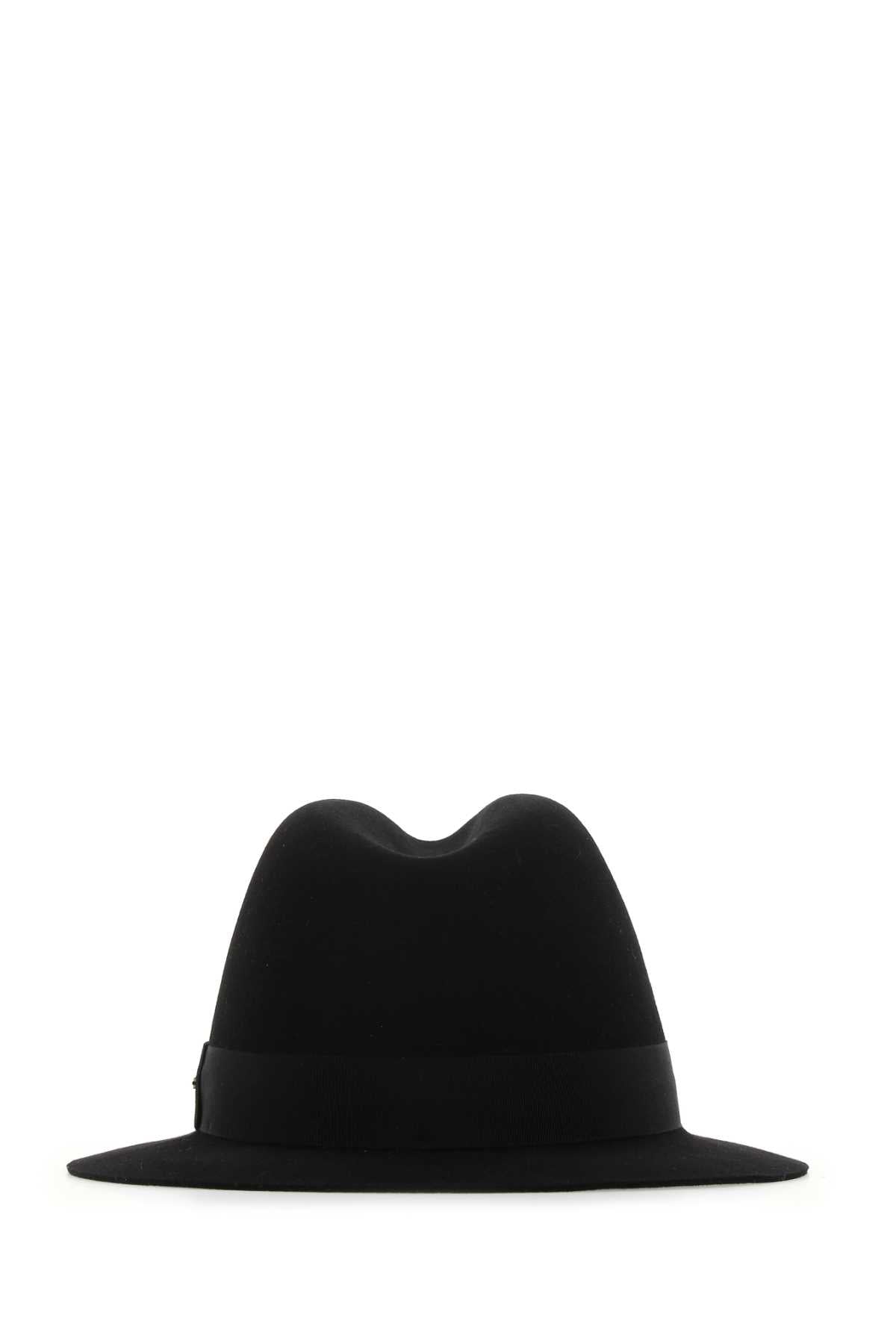 Saint Laurent Women Black Felt Fedora Hat