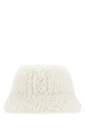 Prada Women Ivory Eco Shearling Hat