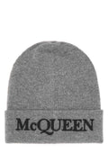 Alexander Mcqueen Men Grey Cashmere Beanie Hat