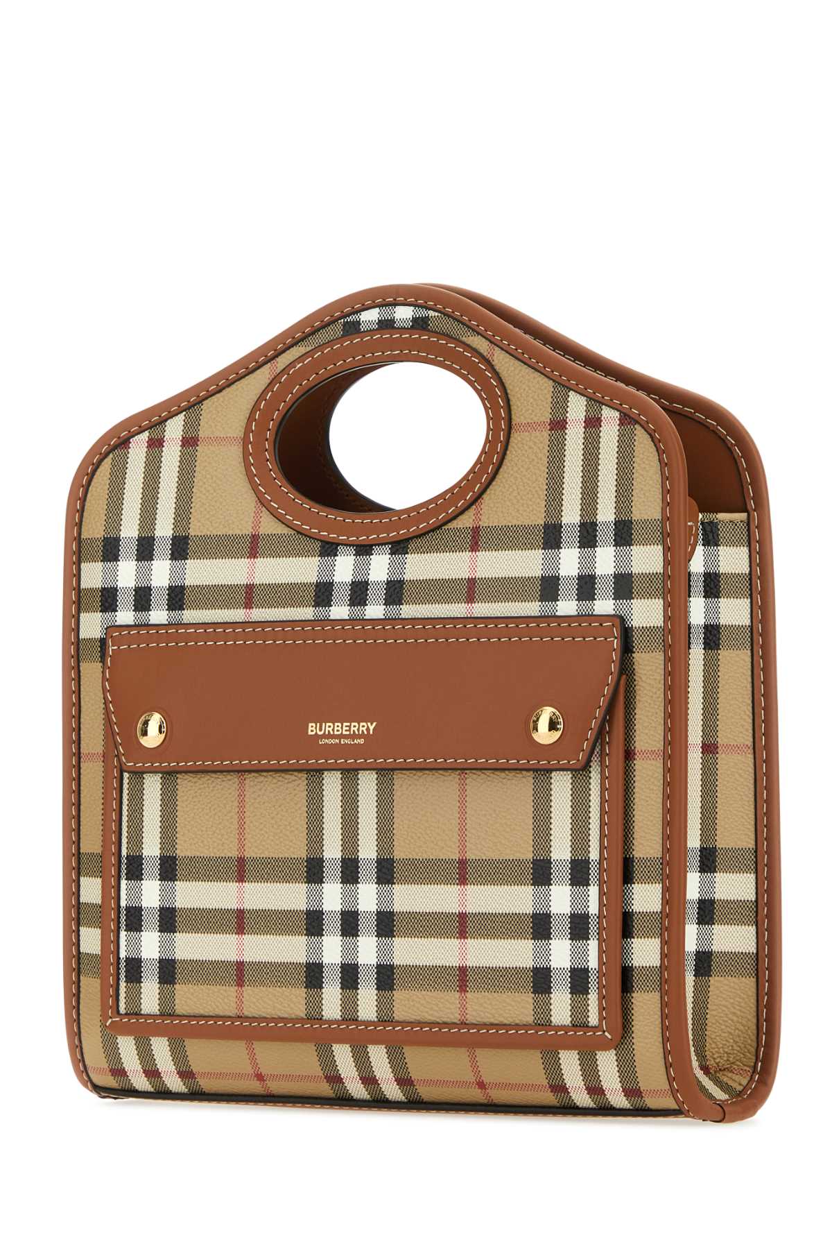 Burberry Women Printed Canvas And Leather Mini Pocket Handbag