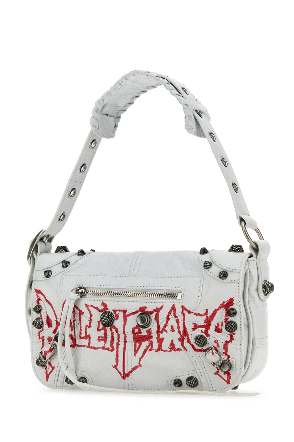 Balenciaga Men White Leather Le Cagole Xs Diy Metal Crossbody Bag