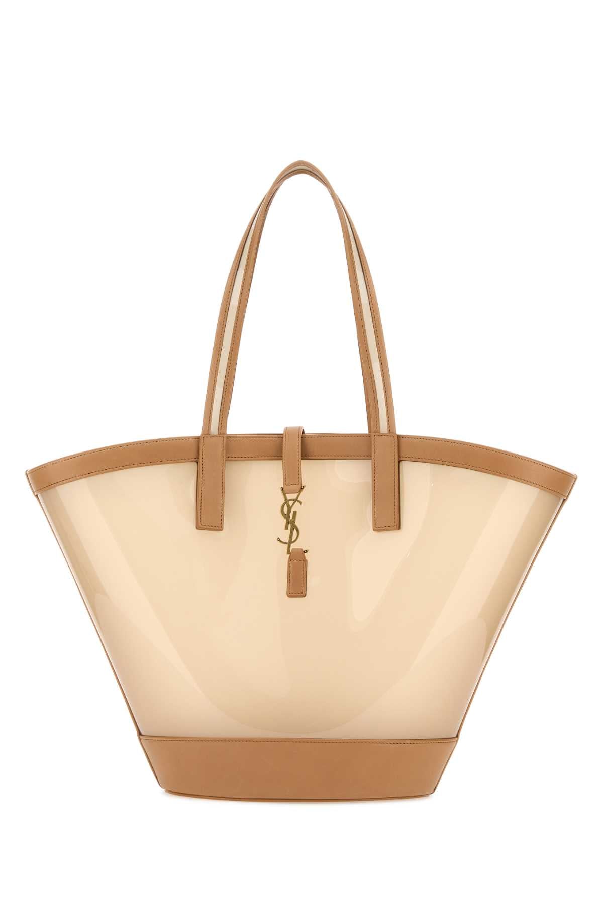 Saint Laurent Women Two-Tone Vinyl And Leather Panier Shopping Bag