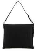 Fendi Men Black Leather Fendi After Fendi Roma Shoulder Bag