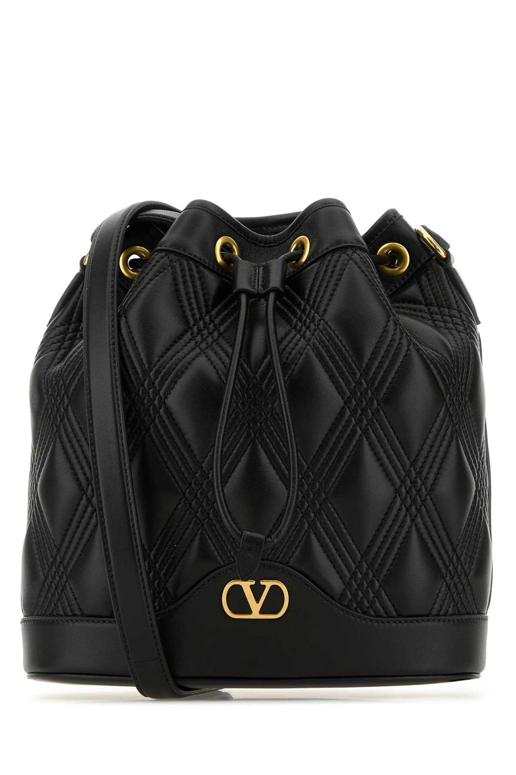 Valentino Garavani Women Black Nappa Leather Quiltie Bucket Bag