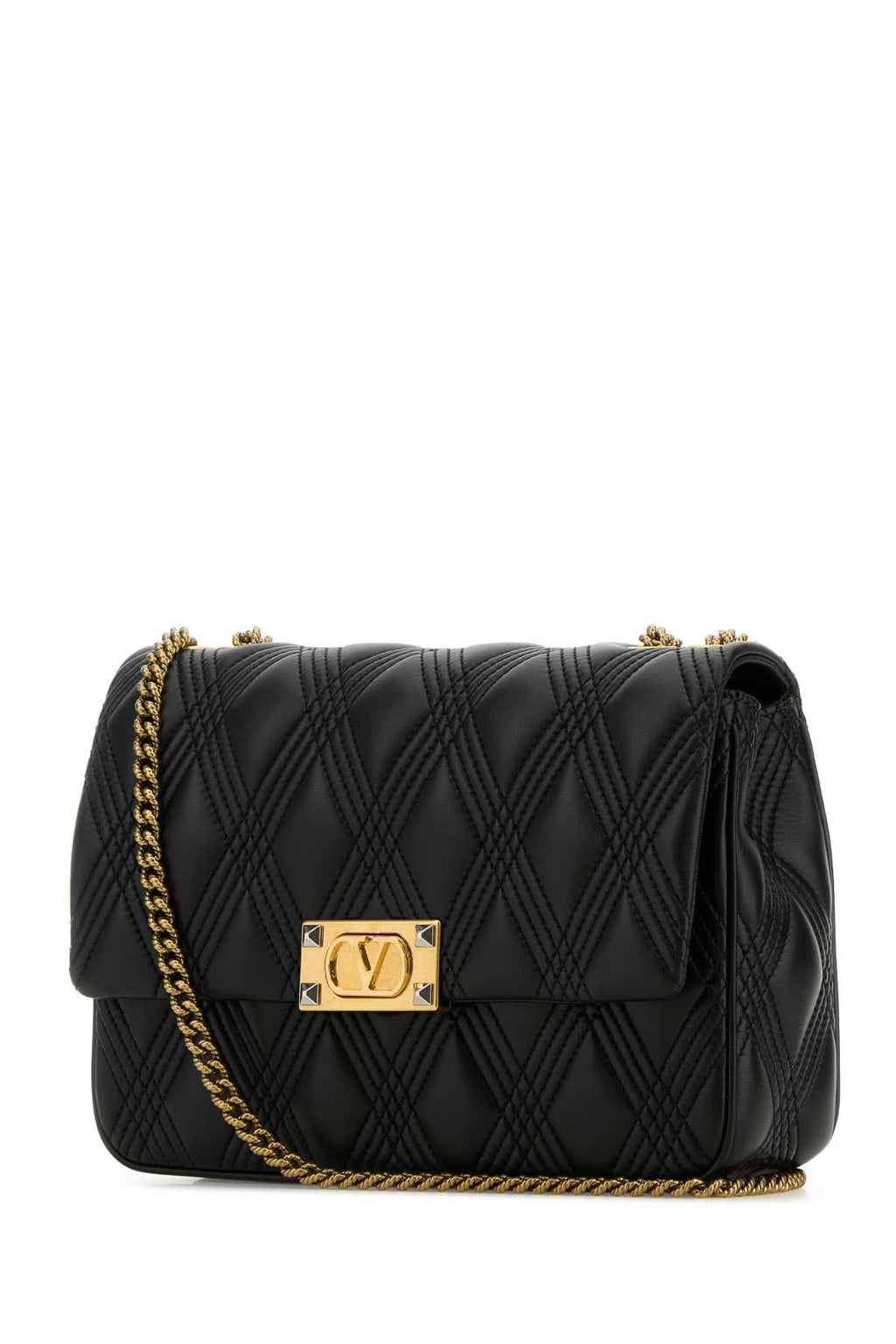 Valentino Garavani Women Black Nappa Leather Large Quiltie 67 Shoulder Bag