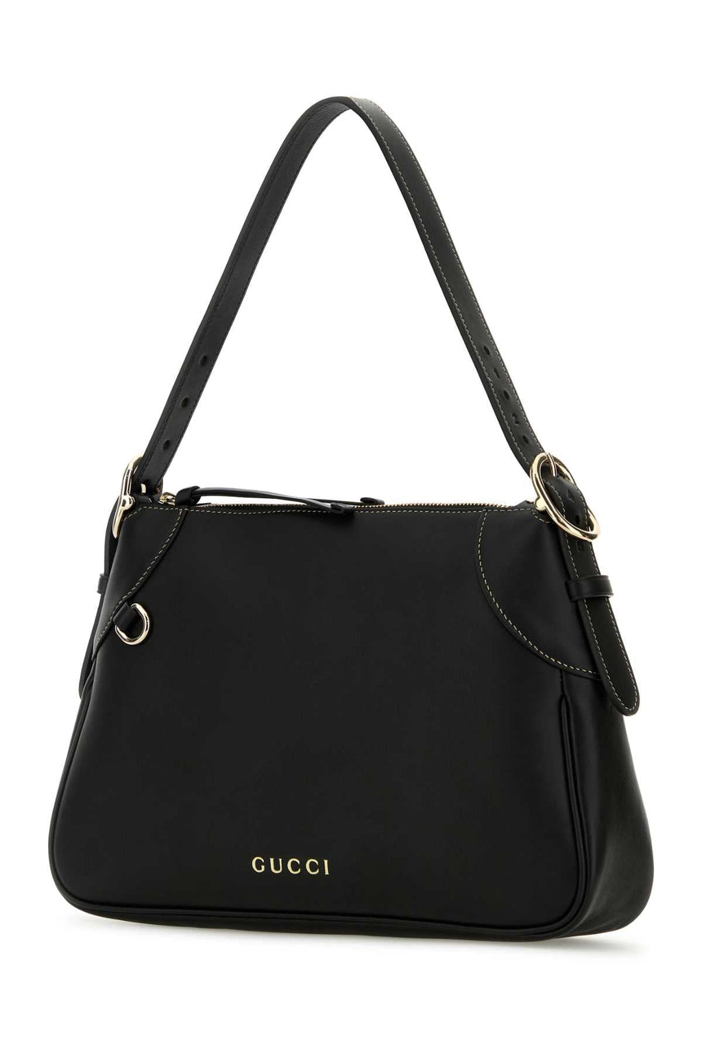 Gucci Women Black Leather Medium Gg Emblem Shoulder Bag