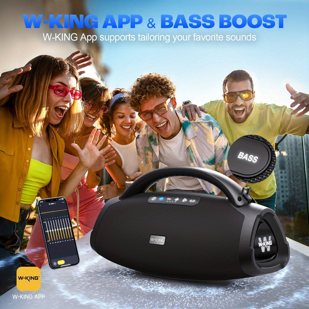 200W RMS 300W Peak Ultimate Portable Wireless Speaker, Large Outdoor Speaker with App Control, Consisting of a 3-Way System with 5 Drivers, for Party Speaker with Bass Enhancement, USB, TF Card, AUX, And Guitar Input