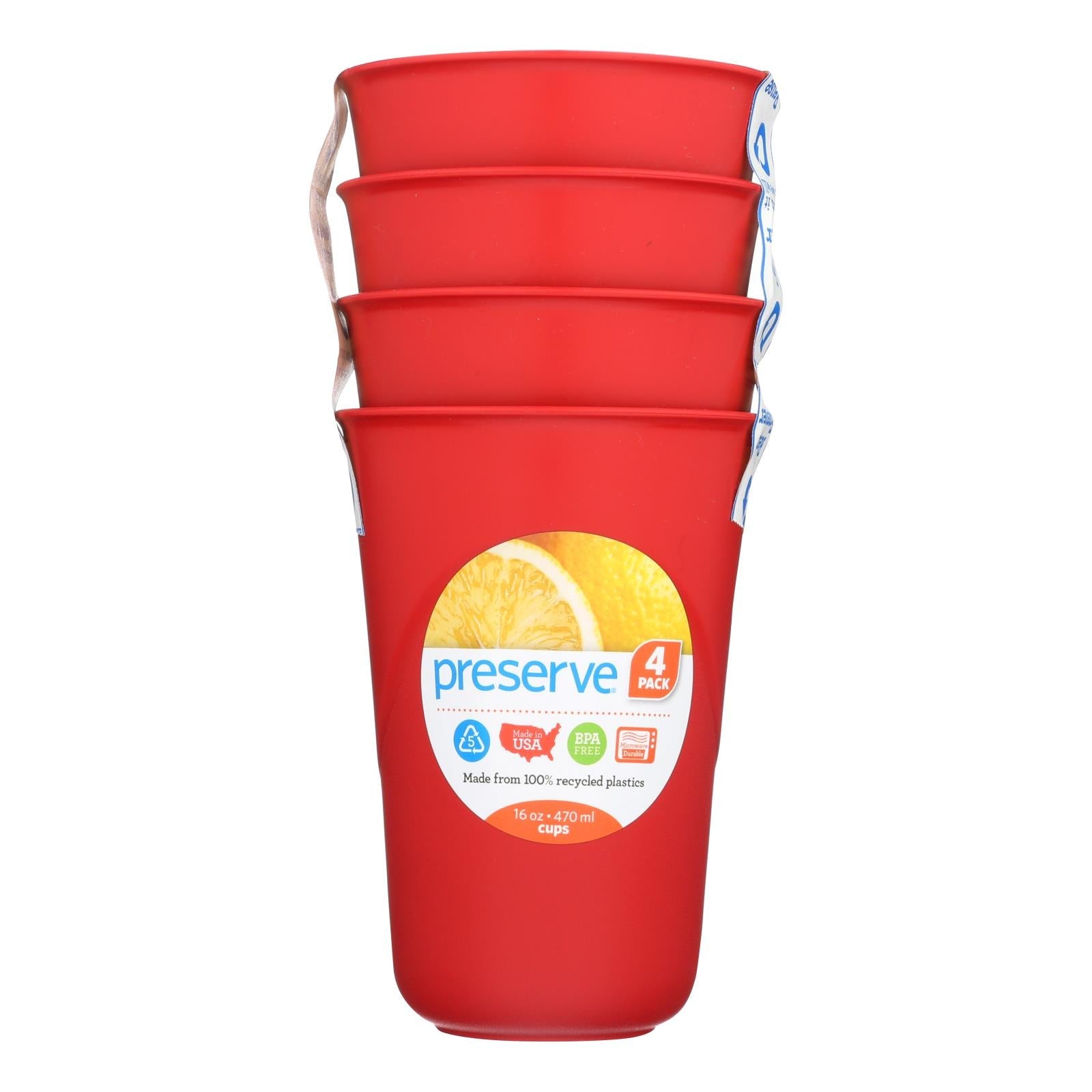 Preserve Everyday Cups - Pepper Red - 4 Pack - BPA-Free & Recycled Plastic