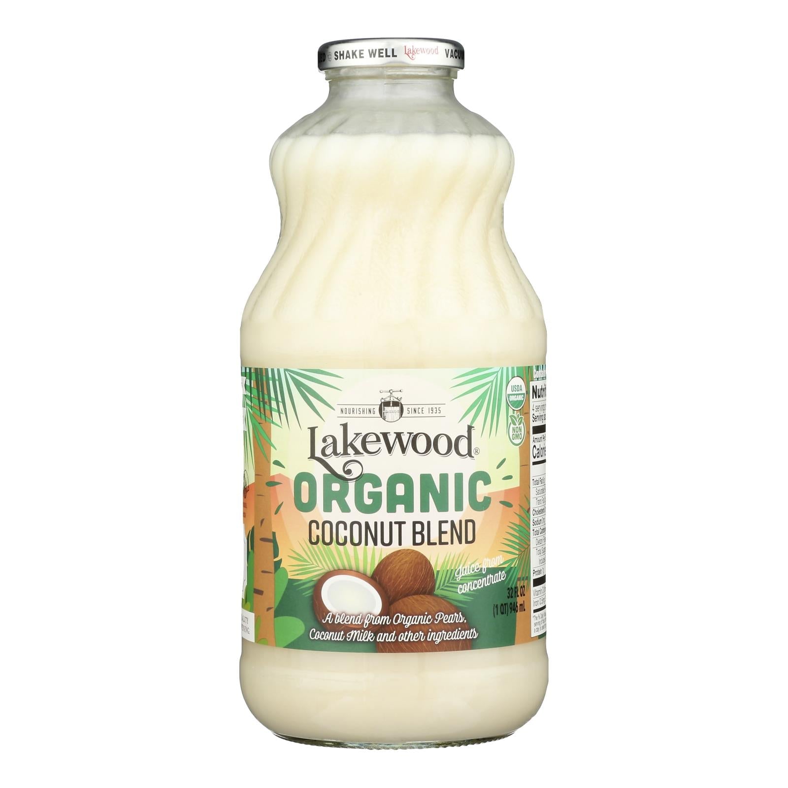 Lakewood Organic Coconut Water Blend, Non-Alcoholic Hydration Drink, Case of 6 (32 Fl. Oz. Ea.)