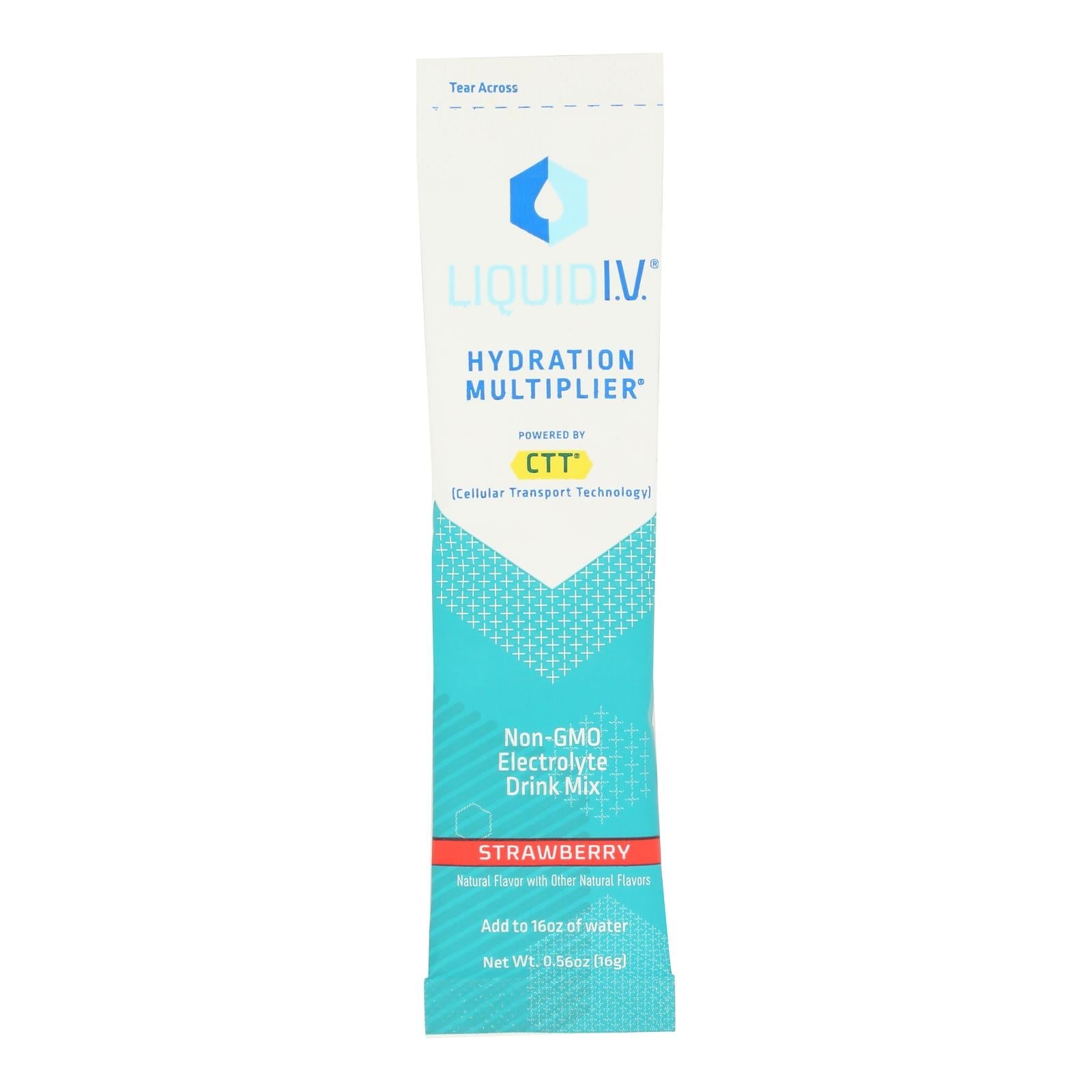 Liquid I.V. Strawberry Hydration Drink Mix, Electrolyte Powder Packets, Pack of 8 (0.56 oz)