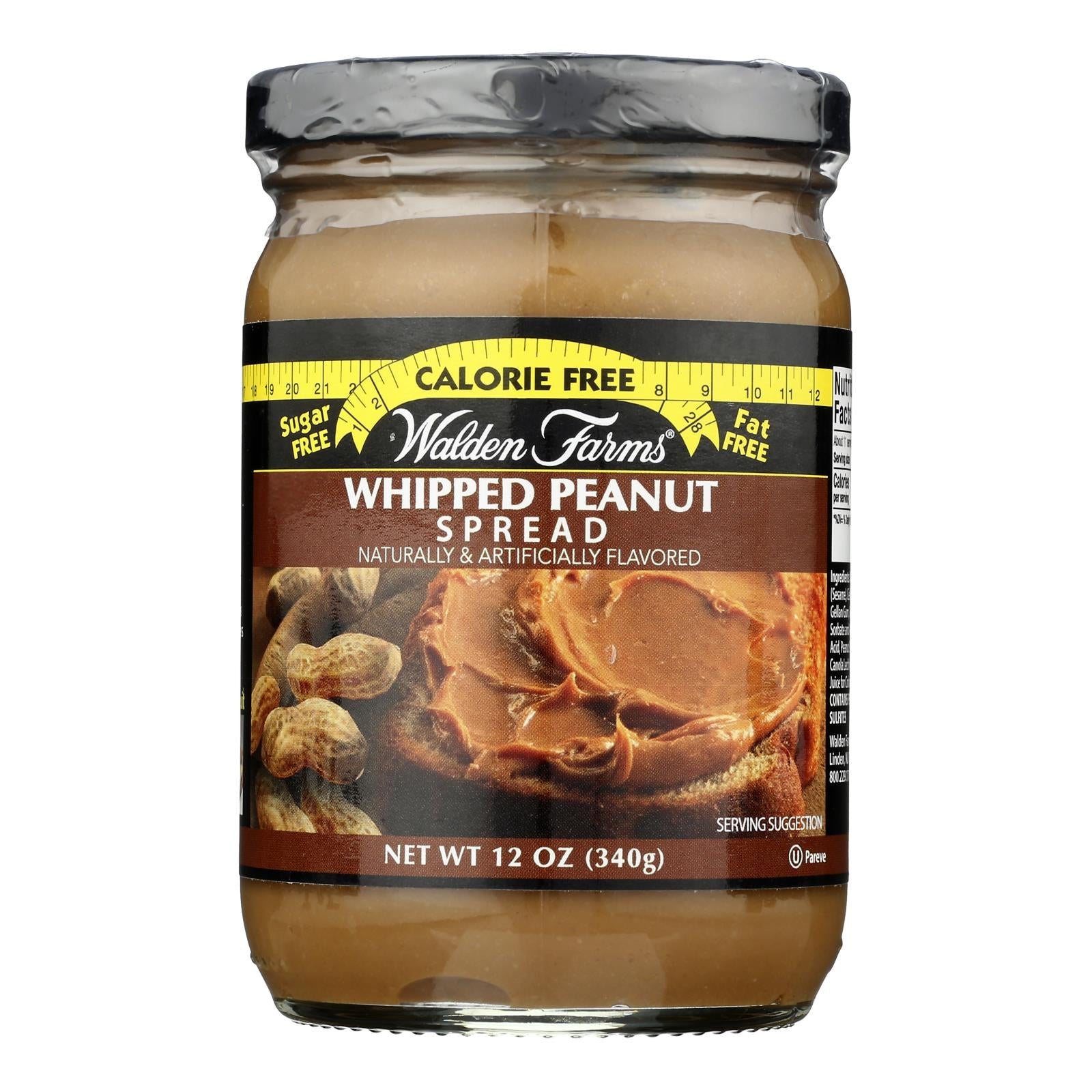 Walden Farms Creamy Peanut Spread, Sugar-Free, 12 oz  (Pack of 6)