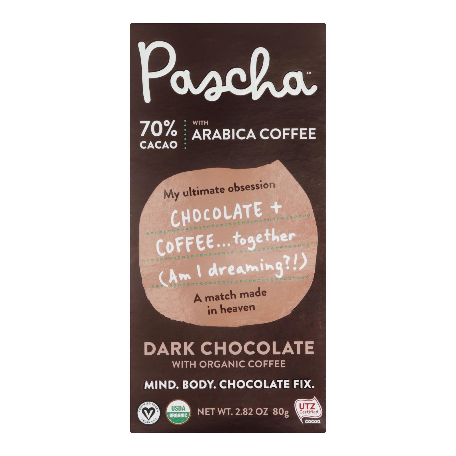 Pascha Dark Chocolate ARBCA Certified Coffee Bar - Pack of 10 - 2.82 Oz