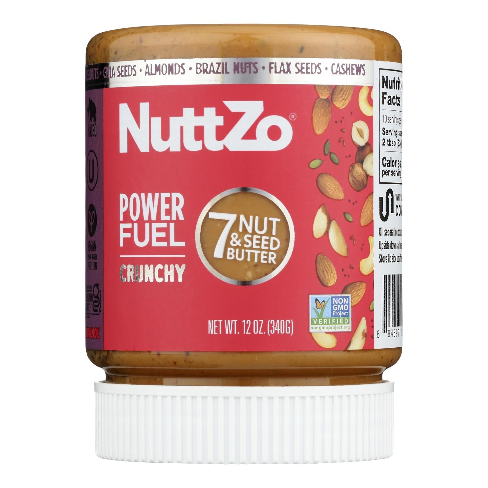Nuttzo Crunchy Power Fuel - 12 Oz, 6-Pack - Nut Butter with Seeds & Nuts