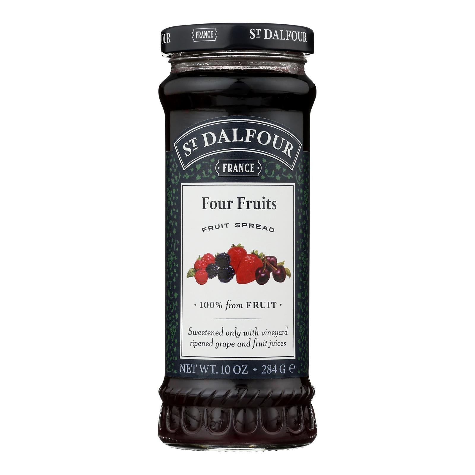 St Dalfour Four Fruits Spread - Deluxe 100% Fruit - 10 Oz - 6 Pack