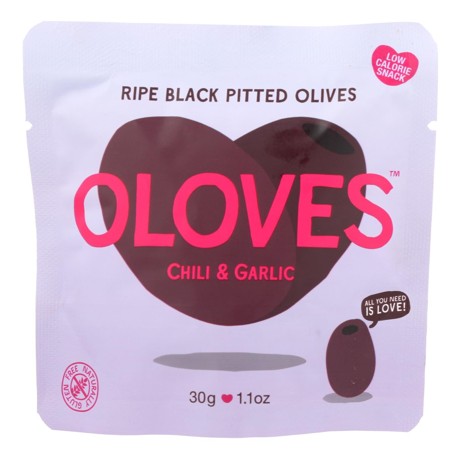 Poshi Olive Black Chili & Garlic Pitted Snack Packs - 10 x 1.1 Oz