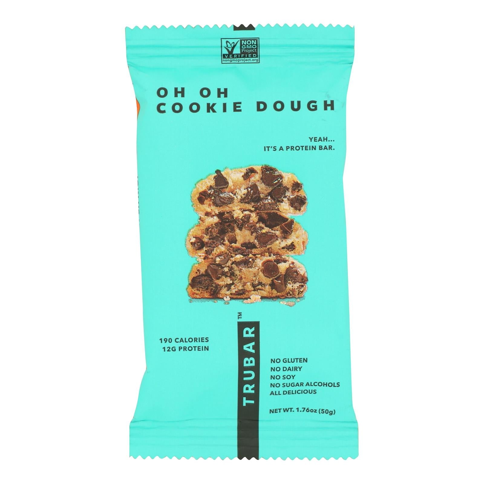Trubar Bar Cookie Dough - 12 x 1.76 Oz - Plant-Based Protein Bar