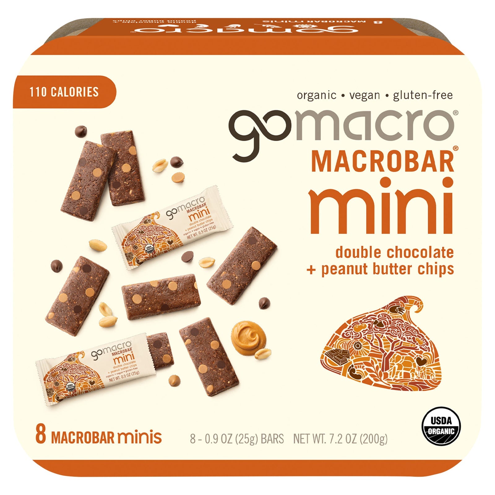 GoMacro Organic Mini Double Chocolate Peanut Butter Bar - 8 Pack x 7.2 Oz. (64 bars)