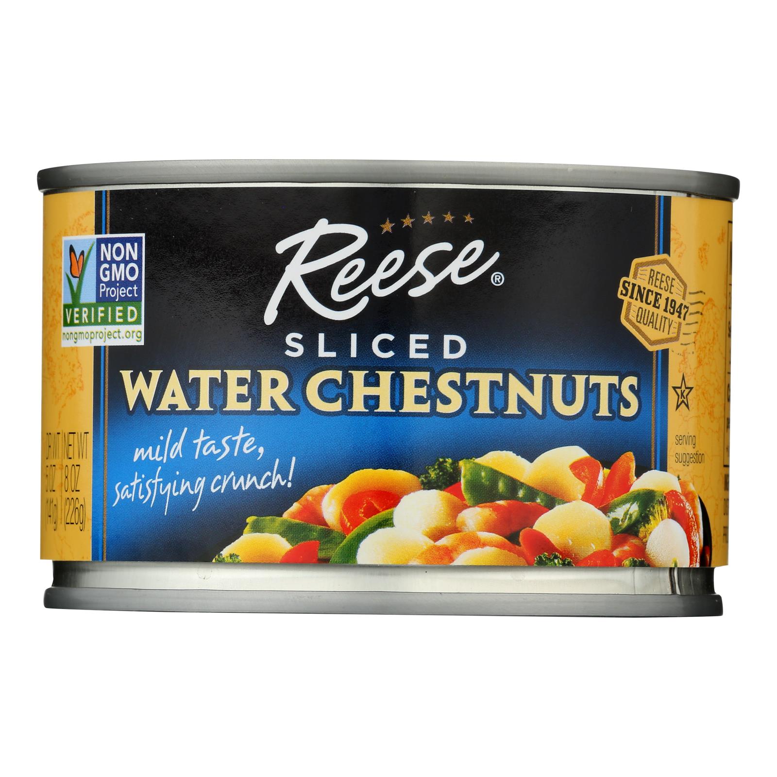 Reese Sliced Water Chestnuts - 8 oz  - Pack of 12 - Crisp & Versatile Ingredient