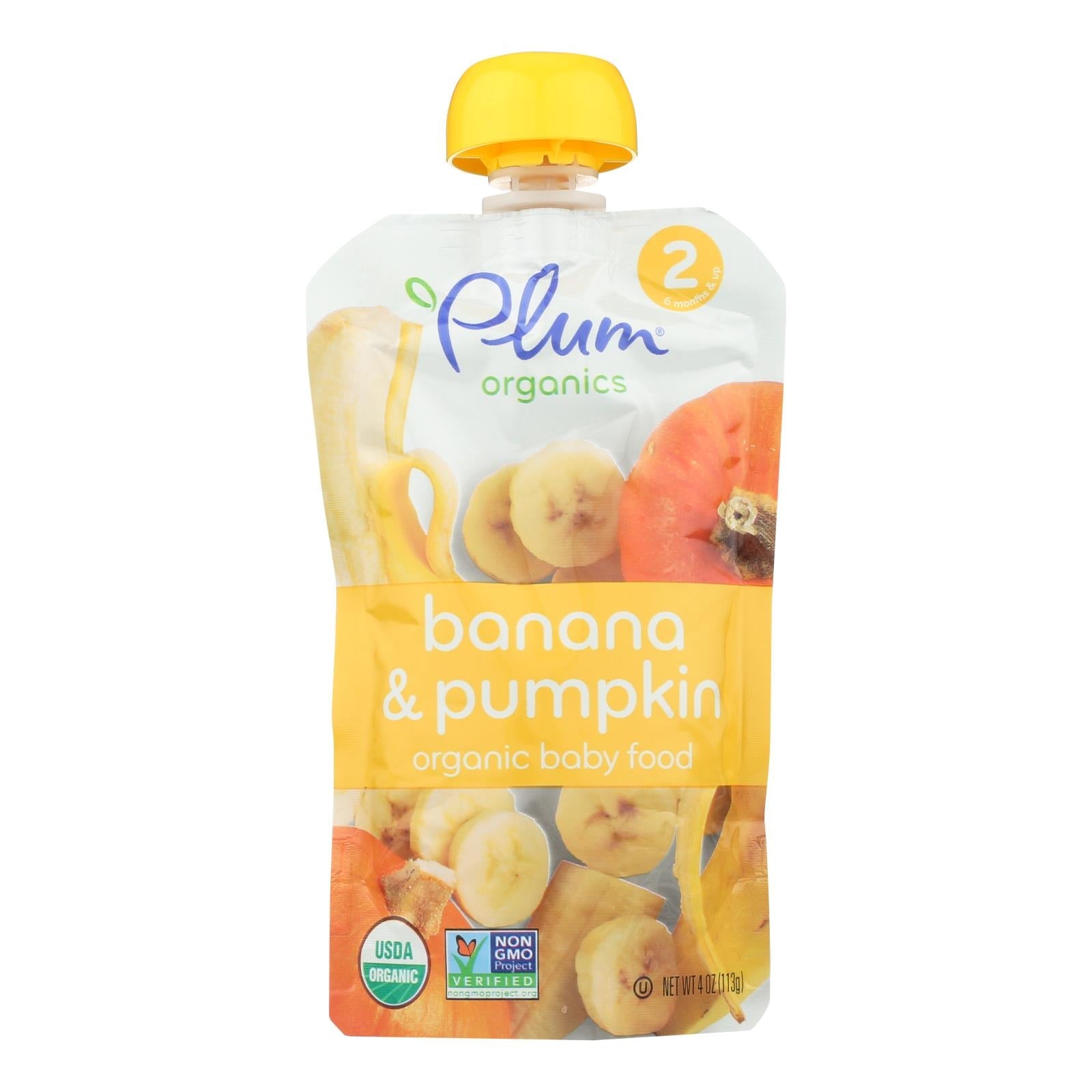 Plum Organics Stage 2 Organic Baby Food, Pumpkin & Banana, 4 oz Pouches, 12 Count