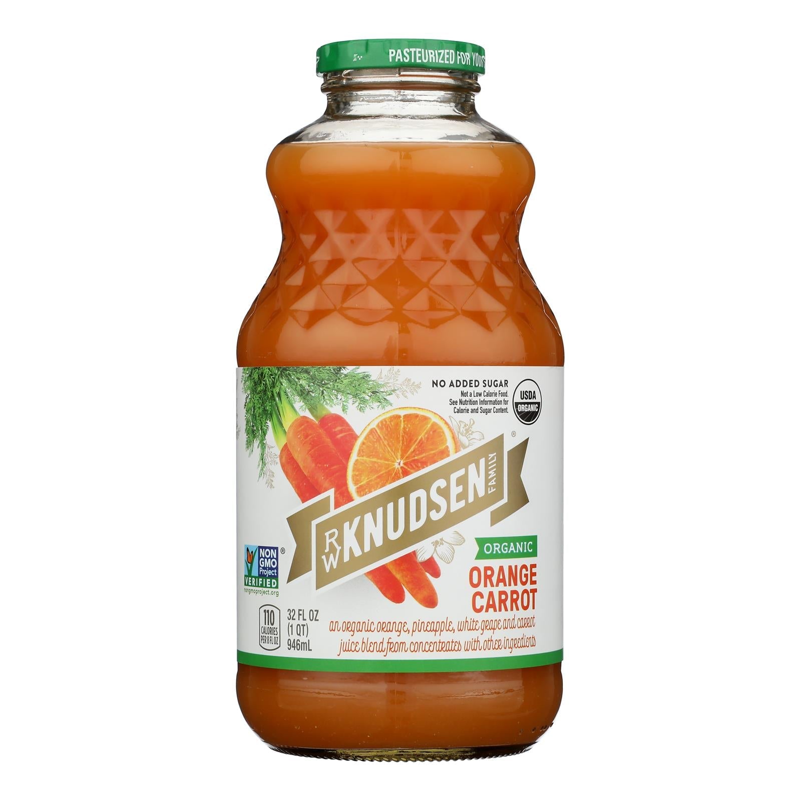 R.W. Knudsen Organic Orange Carrot Juice, 6 x 32 fl oz - Natural & Refreshing Blend