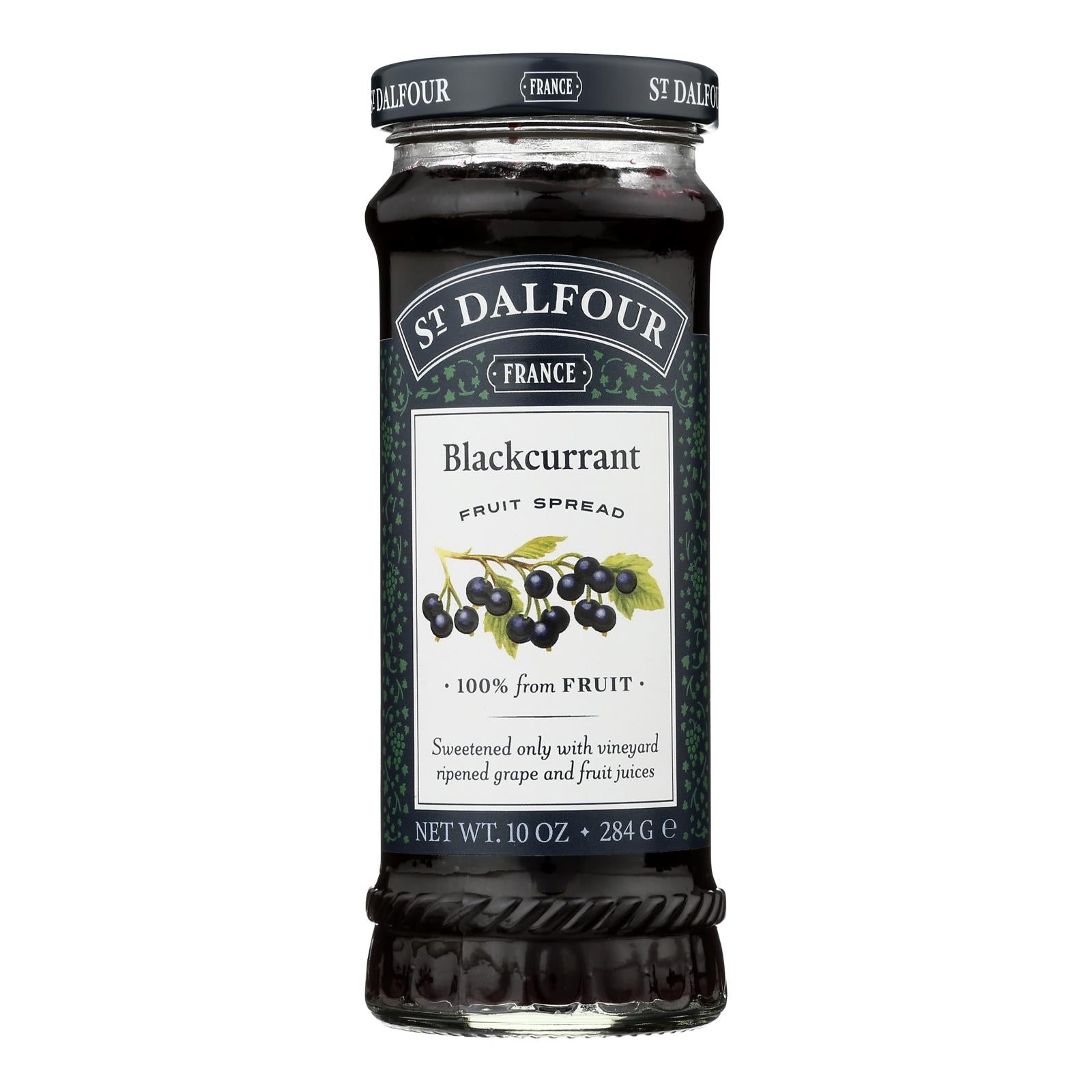 St Dalfour Black Currant Fruit Spread - Deluxe 100% Fruit - 10 Oz - Pack of 6