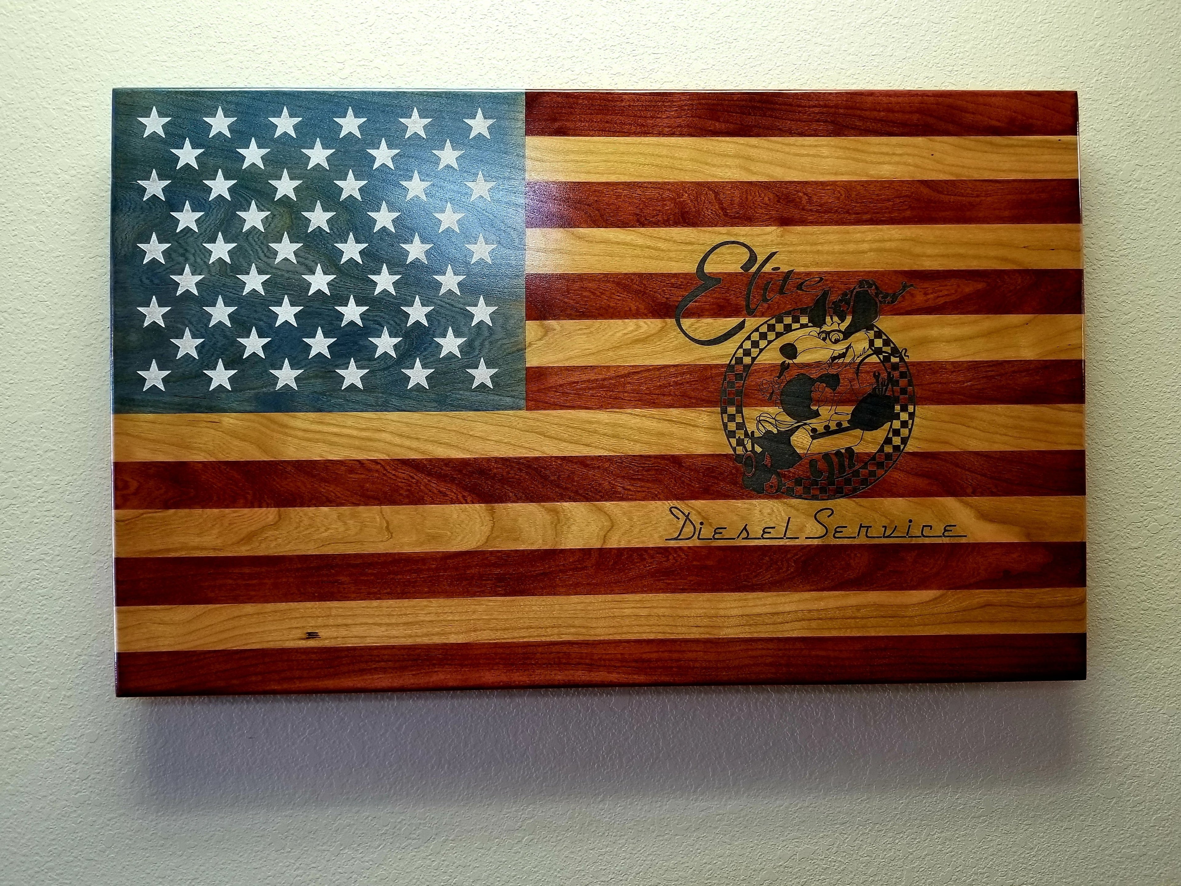 Custom Laser Engraved Handcrafted Patriotic Wall Flag – Made by U.S. Veterans