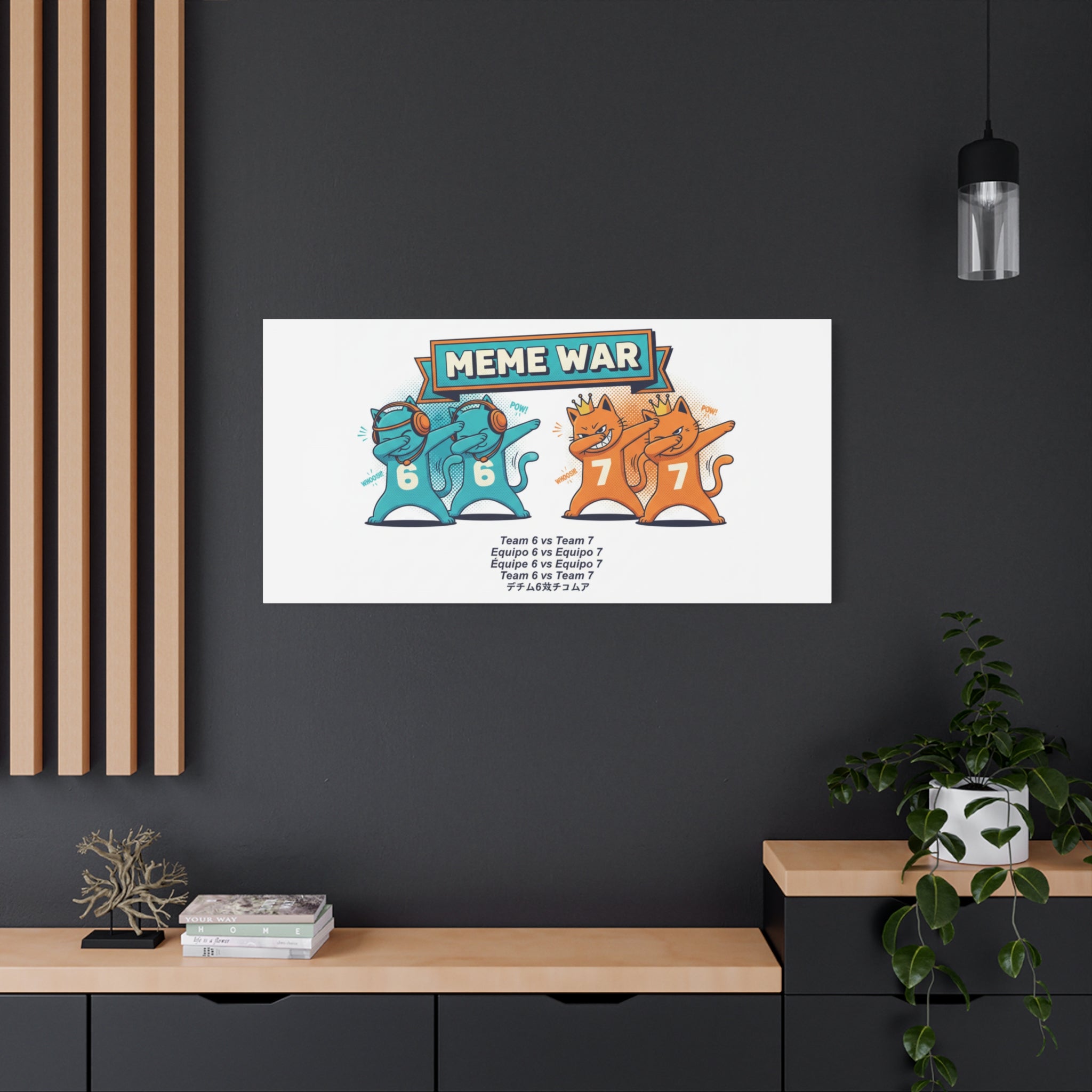 Meme War: Six vs. Seven Canvas Wall Art