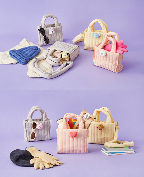 BT21 Face Doll Badge 2 Way Quilt Bag
