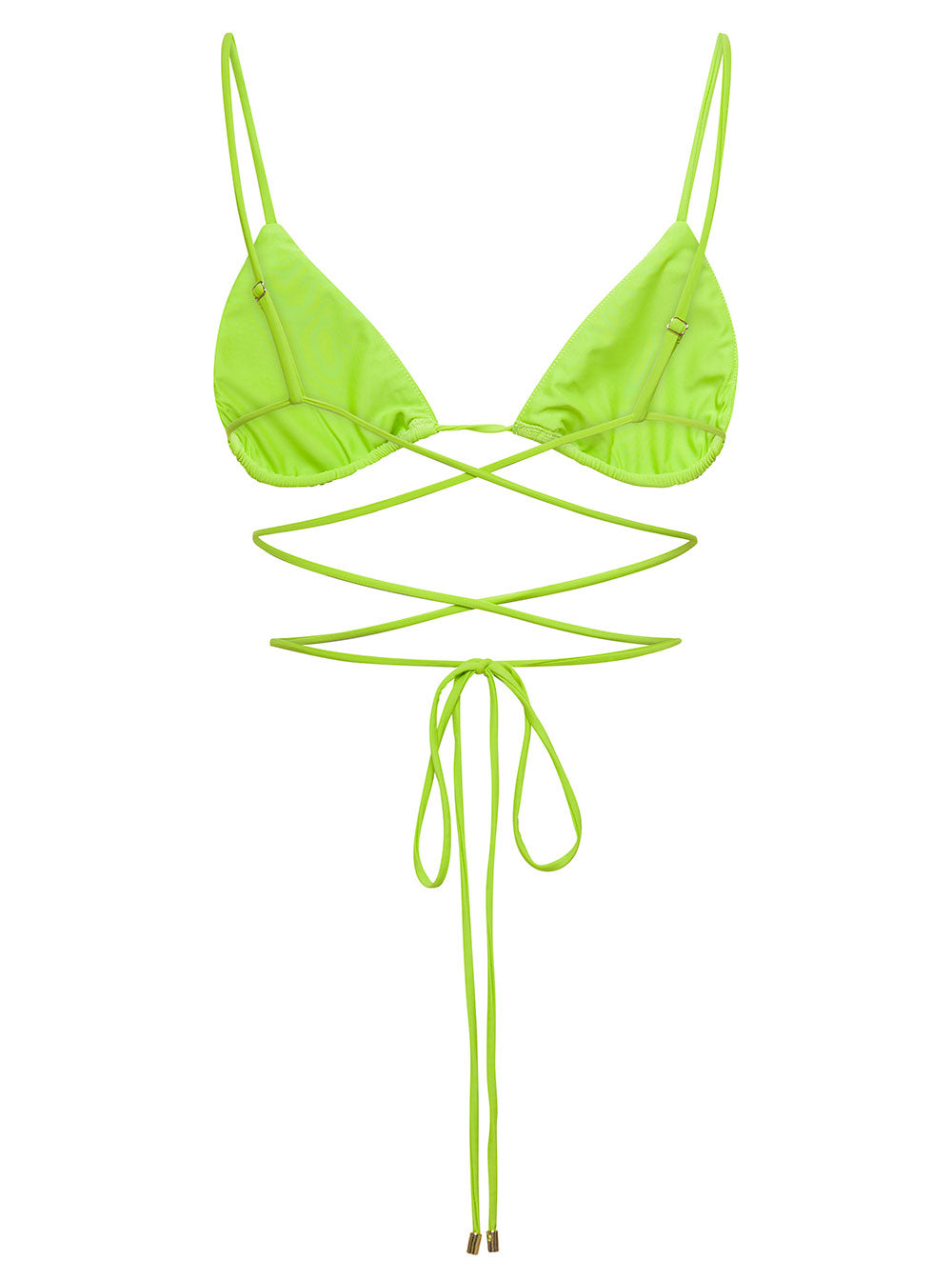 Self-Portrait Women Bikini Top With All-Over Crystal Embellishment In Green Polyamide Woman