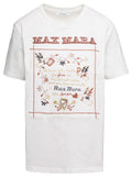 Max Mara Women White Crew Neck T-Shirt With Embroidered Design And Logo In Cotton Woman