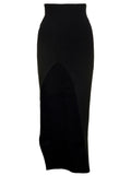 Rick Owens Women 'Theresa' Maxi Black Skirt With Wide Split At The Front In Viscose Blend Woman