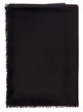 Saint Laurent Men Black Scarf With Jacquard Logo And Fringed Hem In Wool And Silk Man