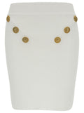 Balmain Women White Mini Pencil Skirt With Jewel Buttons In Viscose Blend Woman
