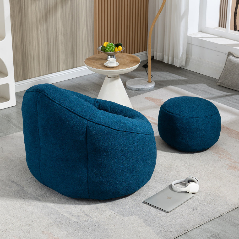 Bean Bag Sofa Chair with Footrest | High-Density Foam Fill & Super Fibre Fabric — Adult Lounger for Living Room & Bedroom
