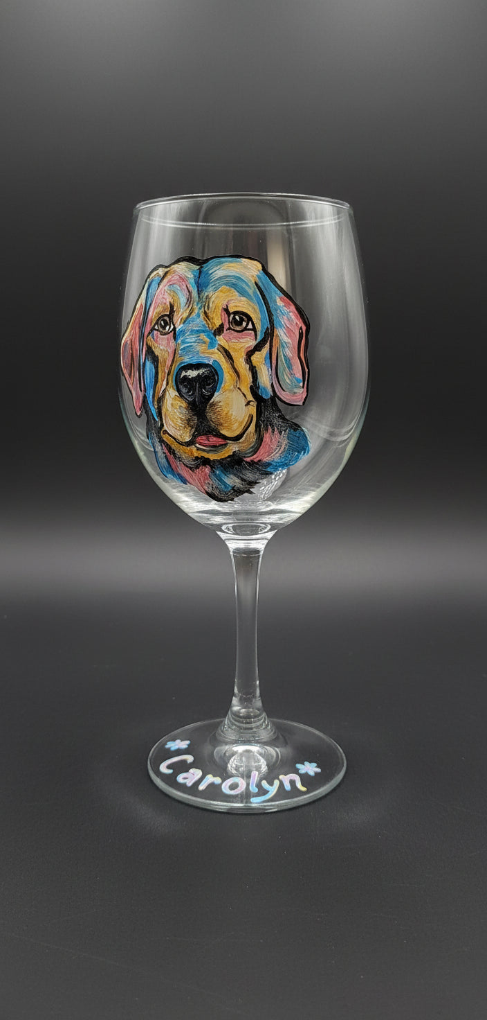 Wine Glass Yellow Lab