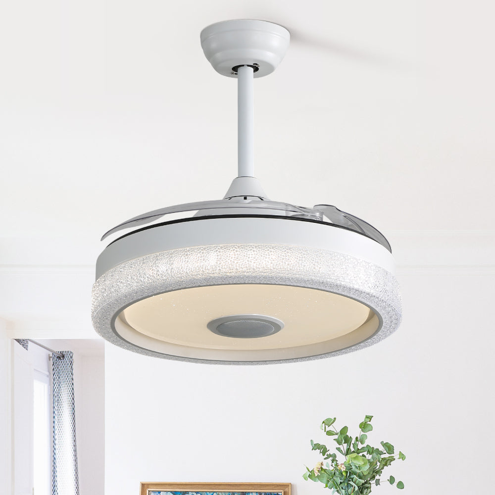 42" Invisible Blade Ceiling Fan – LED 3CCT Dimmable, RGB Light, Bluetooth Speaker & App/Remote Control | DC Motor