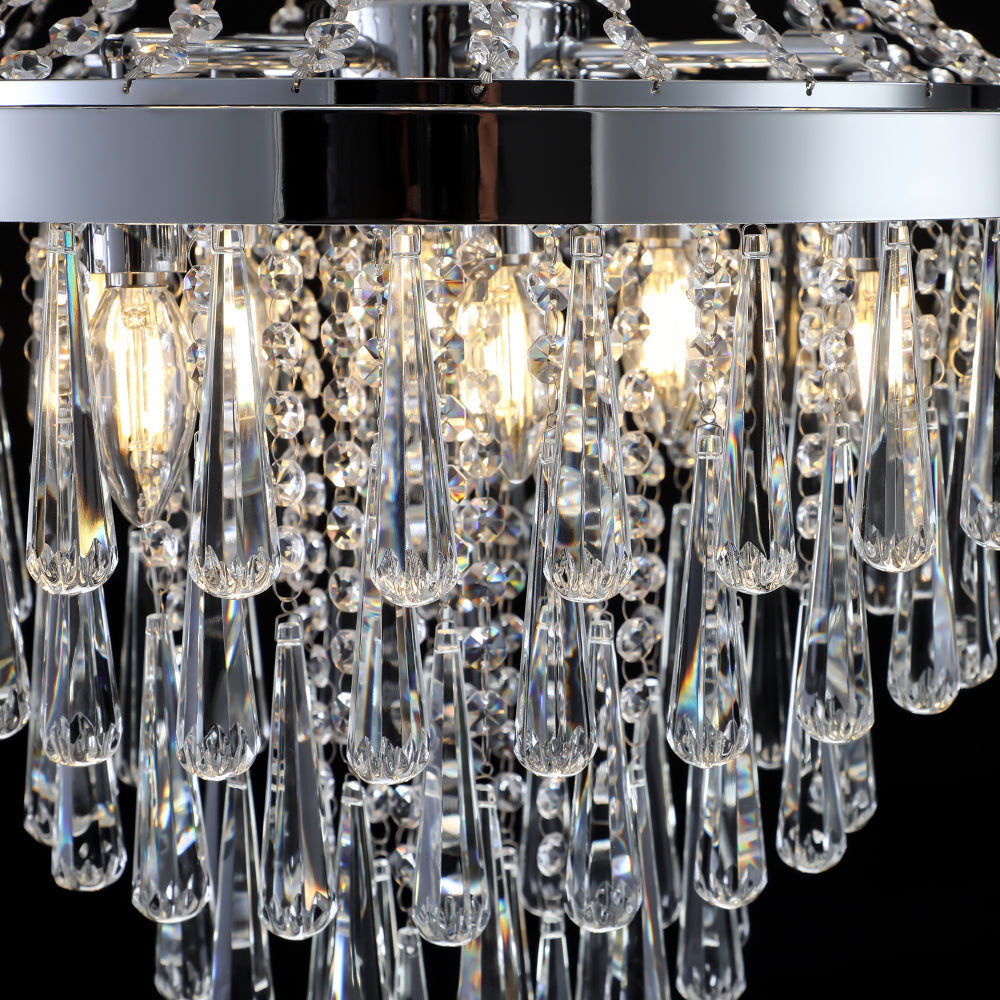 20" K9 Crystal Chandelier | 11-Light Modern Pendant with Adjustable Height 33"–71" — Chrome or Gold, Living Room, Dining Room & Staircase