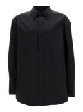 Saint Laurent Men Black Oversize Satin Shirt In Silk Man